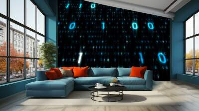 Digital World Data Space number digits text 3D illustration background. Wall mural