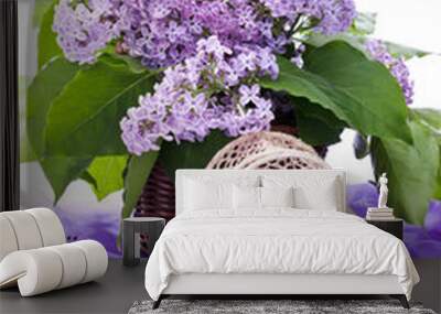 Decorating with a bouquet of lilac and heart Wall mural