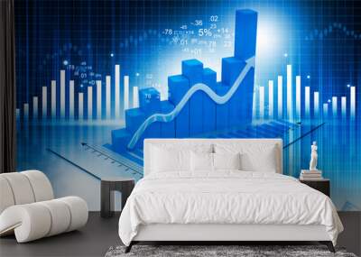 3d illustration of Business graph Wall mural