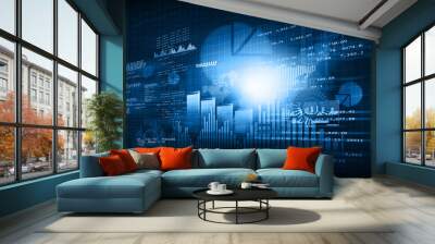 financial chart and graphs background. stock market anylis. . Wall mural