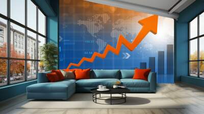 Financial growth chart. 3d illustration Wall mural