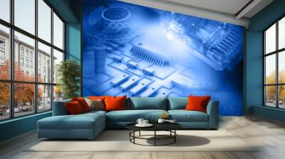 Network cable with circuit board, Data Network Hardware Concept Wall mural