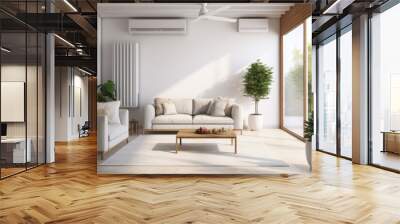 A clean and well-ventilated living room, representing the benefits of a mold-free home environment. Generative AI Wall mural