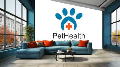 Pet Shop Logo . Pet logo design . Dog cat logo . Animal Pet Care Logo . Vet logo, Pet Store . Pet Health Logo Wall mural