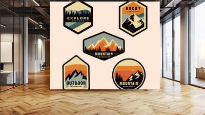 Set Of Mountain Logo Outdoor Adventure, Badges, Banners, Emblem For Mountain, Hiking, Camping, Expedition And Outdoor Adventure. Exploring Nature. Wall mural