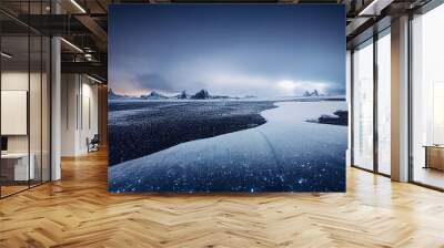 Winter frozen landscape background, snow and ice Wall mural