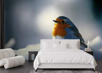 generation AI,Robin_perched Wall mural