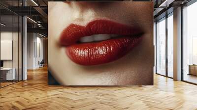 lip, lip stick, make up, face, generation AI Wall mural