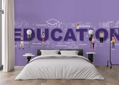 Design Concept Of Word EDUCATION Website Banner. Wall mural