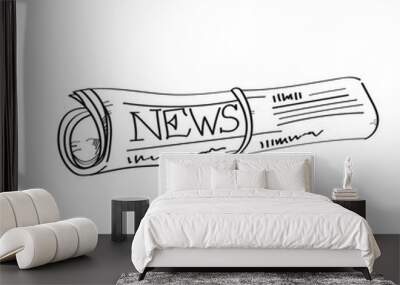 Newspaper for business freehand drawing illustration Wall mural