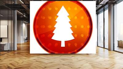 Evergreen conifer pine tree icon Nightly Orange Round Button Wall mural