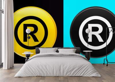 Registered symbol icon flat exclusive button set Wall mural