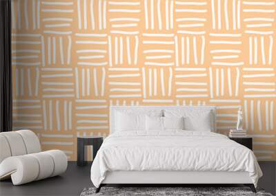 Seamless pattern with hand drawn chevron line grid, vector illus Wall mural