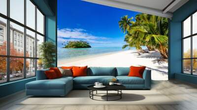 Beautiful tropical beach at exotic island in Pacific Wall mural