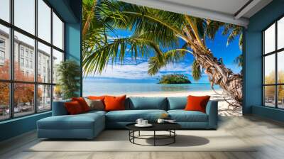 Beautiful tropical beach at exotic island in Pacific Wall mural