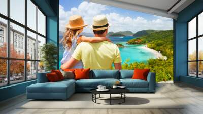 family at trunk bay on st john island Wall mural