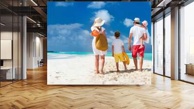 family with kids on beach vacation Wall mural