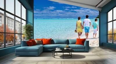 Family with kids on beach vacation Wall mural