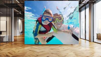 Father and son snorkeling Wall mural