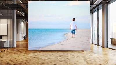 Little boy at beach Wall mural