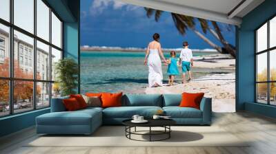 Mother and kids on a tropical island Wall mural