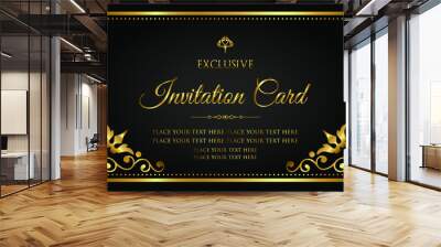 Invitation card exclusive black and gold style Wall mural