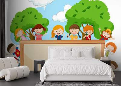 A frame board with happy children Wall mural