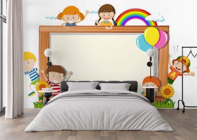 A frame board with happy children Wall mural