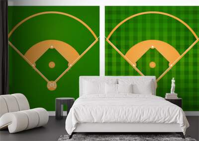 Baseball field in two lawn designs Wall mural