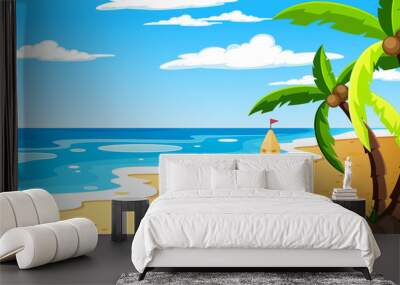 Beach at  daytime landscape scene with sky background Wall mural