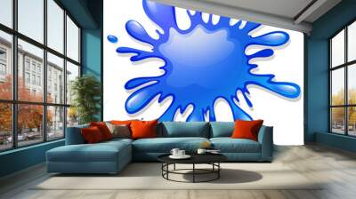 blue color splash on white Wall mural