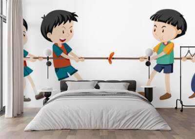 Children playing tug of war game Wall mural