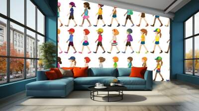 Children walking Wall mural