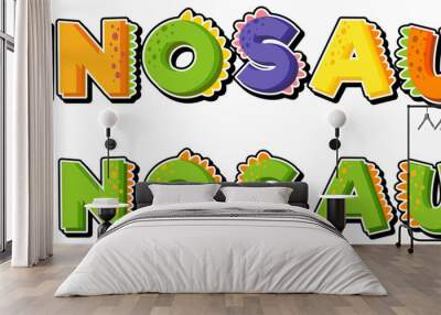 Cute dinosaur font logo Wall mural