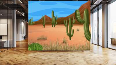 Desert forest landscape at daytime scene with various desert plants Wall mural