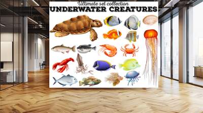 Different kind of sea animals Wall mural