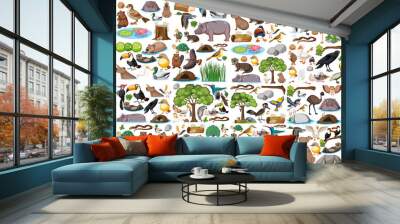 Different kinds of wild animals collection Wall mural