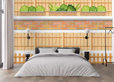 Fence design and pant on white background Wall mural