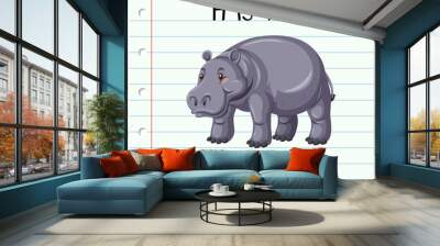 flashcard letter h is for hippopotamus Wall mural