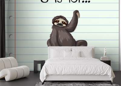 Flashcard letter S is for sloth Wall mural