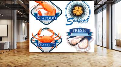 food logo with fresh seafood Wall mural