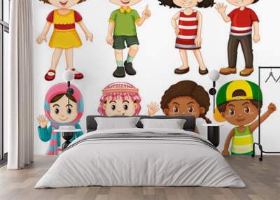 Group of international children character Wall mural