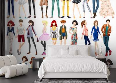 Man and woman in fashionable clothing Wall mural