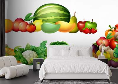 Pile of fresh vegetables and fruits Wall mural