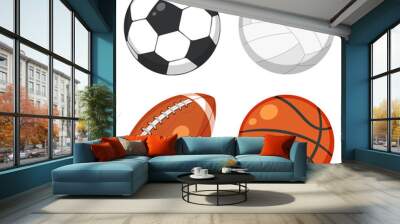 Set of ball on white background Wall mural