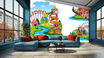 Set of isolated theme park Wall mural