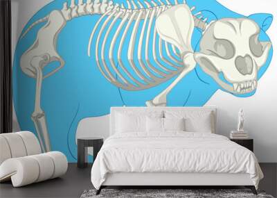 Skeleton Anatomy of wild bear isolated Wall mural