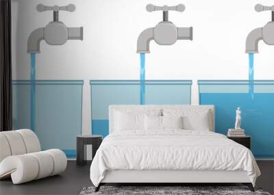 Tap water in buckets Wall mural