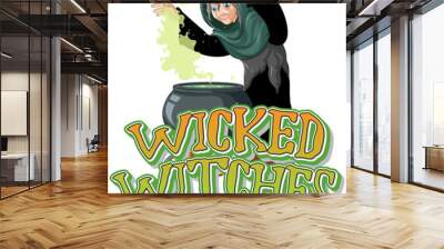 Wicked witches logo on white background Wall mural