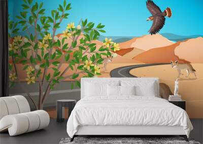 Wild desert landscape at daytime scene Wall mural